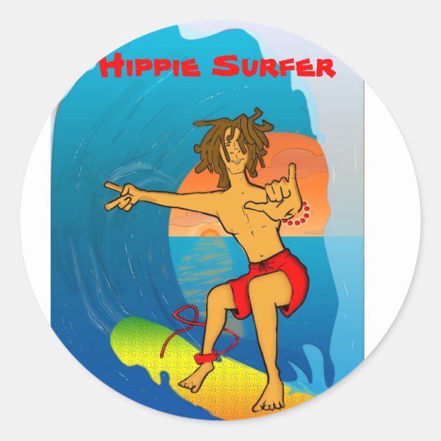 Hippie Surfer Aufkleber (Vorderseite)