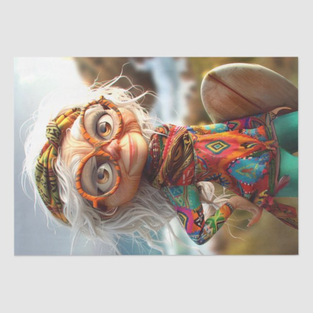 Hippie Surfin Grama Decoupage Seidenpapier (Vorderseite)