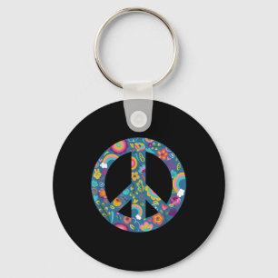 Hippie Symbol Peace Anti-War Logo Floral Peace Sig Schlüsselanhänger