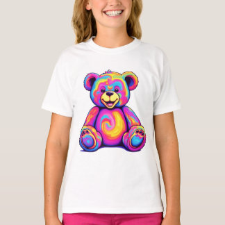 Hippie-Teddybär-Regenbogen-Psychedelisch-Helle-Far T-Shirt