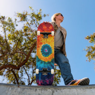 Hippie Tie Dye skateboard to ride in the clouds