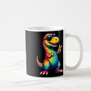 Hippie Tie Dye T-Rex Dino Friedenszeichen  Kaffeetasse