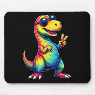 Hippie-Tie-Dye-T-Rex-Dino-Friedenszeichen  Mousepad