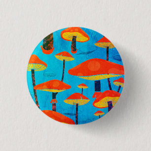 Hippie-Träumereien Retro-Vibe Enchanting Pilze Button