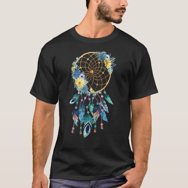 Hippie Traumfänger Boho Native American Dreamcat T-Shirt (Vorderseite)