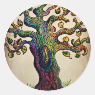 Hippie Tree Runder Aufkleber