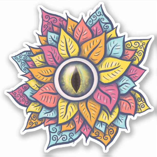 Hippie Trippy Eye Blume Colorful Psychedelic Aufkleber (Vorderseite)