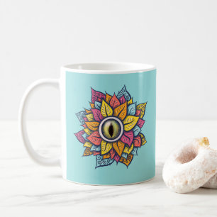 Hippie Trippy Eye Blume Colorful Psychedelic Kaffeetasse