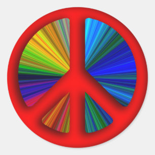 Hippie Trippy Friedenszeichen Runder Aufkleber