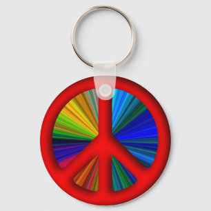 Hippie Trippy Friedenszeichen Schlüsselanhänger