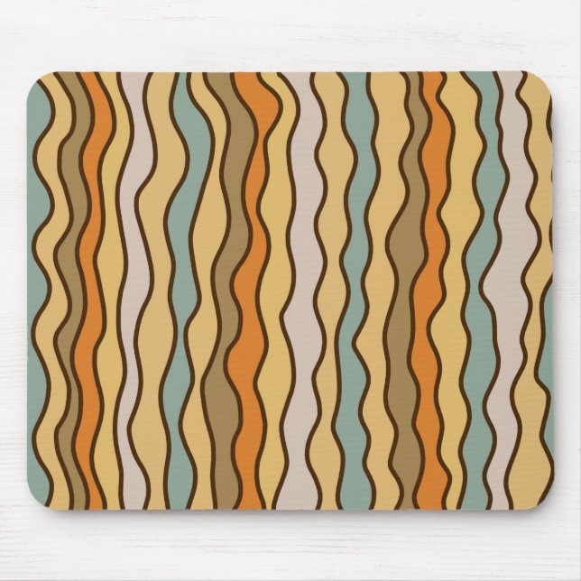 Hippie Trippy Groovy Vertical Strip 70er Muster Mousepad (Vorne)