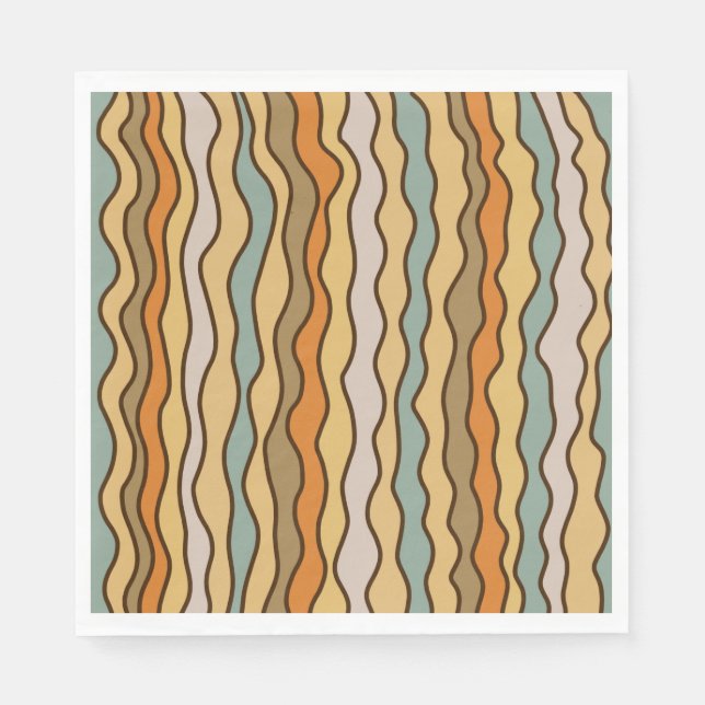 Hippie Trippy Groovy Vertical Strip 70er Muster Serviette (Vorderseite)