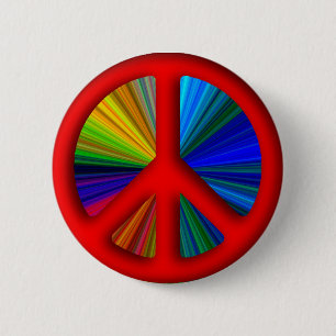 Hippie Trippy Peace Sign Button