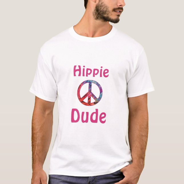 Hippie Typ Pink Blue Batik Gefärbte Krawatte Fried T-Shirt (Vorderseite)