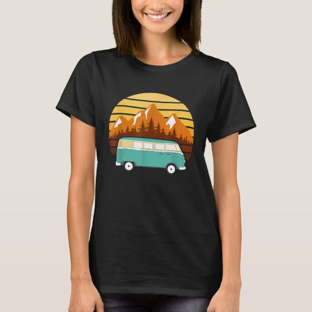 Hippie Van Eighties Retro Vandweller Road Trip T-Shirt (Vorderseite)