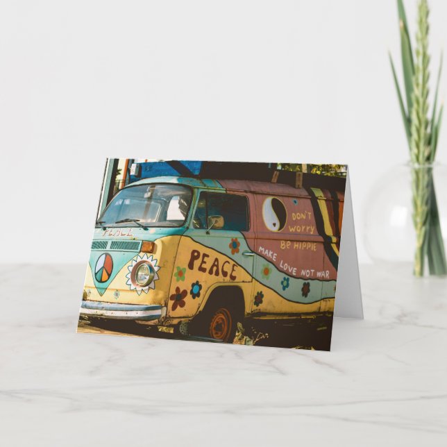 HIPPIE VAN FUNNY GREETING BIRTHDAY Grußkarte Dankeskarte (Vorderseite)