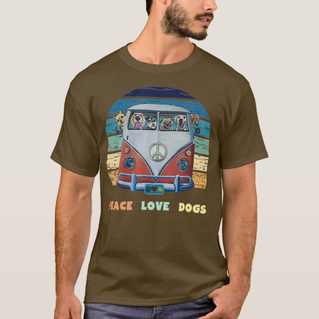 Hippie Van Peace Liebe Dogs Hippie Van T-Shirt (Vorderseite)