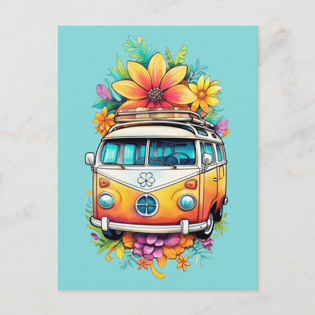 Hippie Van Postkarte (Vorderseite)