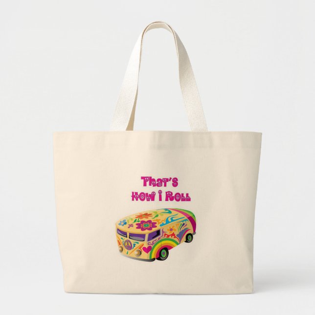 Hippie van Rettro wie ich rollen Jumbo Stoffbeutel (Vorne)