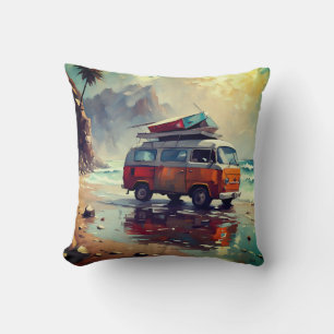 Hippie Van Seascape Traveler Mood Art Kissen