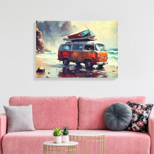 Hippie Van Seascape Traveler Mood Art Leinwanddruck