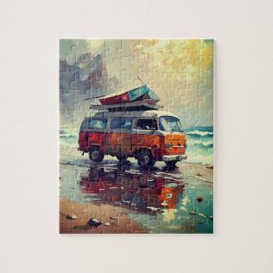 Hippie Van Seascape Traveler Mood Art Puzzle