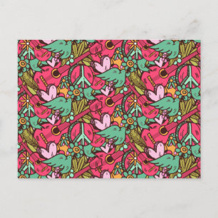 Hippie-Vögel und Friedenszeichen Postkarte