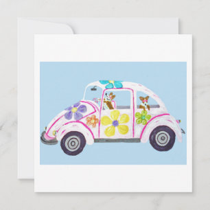 Hippie Welsh Corgis in ihrem Flower Child Liebesau Einladung