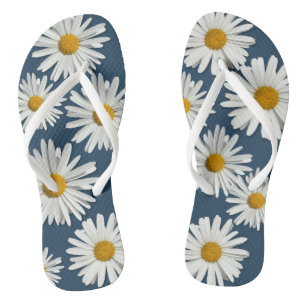 Hippie White Daisy Blume Blossom - Trendy Fashion Flip Flops