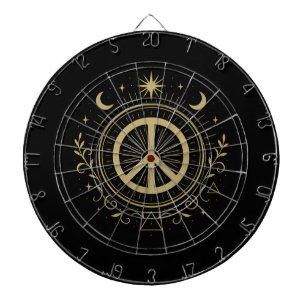 Hippie Witchy Peace Sign Mystical Dartscheibe