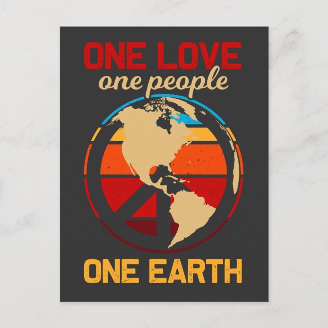 Hippie World Liebe People Earth Peace Postkarte (Vorderseite)