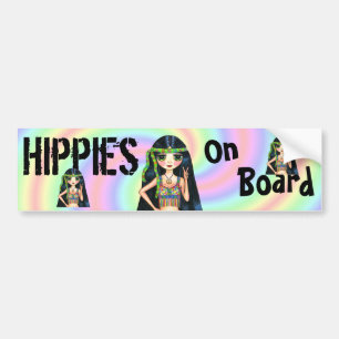 Hippies an Bord Funny Hippie Chick Friedenszeichen Autoaufkleber