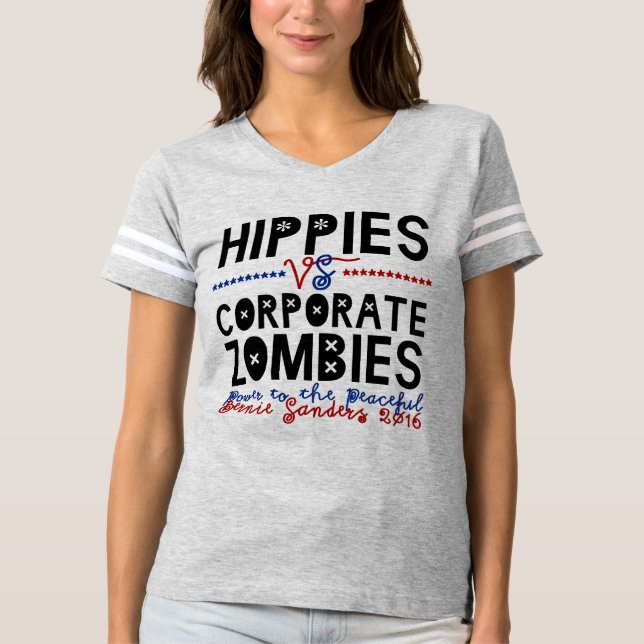 Hippies gegen Unternehmenszombies Bernie T-Shirt (Vorderseite)