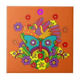 Hippies - Hippy-Blume-Power - Niedliche Hippies - Fliese