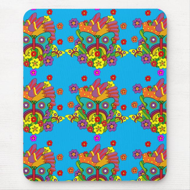 Hippies - Hippy-Blume-Power - Niedliche Hippies -  Mousepad (Vorne)