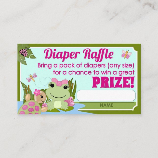 Hippity Frog GIRL Diaper Raffeln Tickets Begleitkarte (Vorderseite)