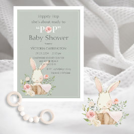 Hippity Hop Bunny Rabbit Modern Baby Einladung