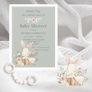 Hippity Hop Bunny Rabbit Modern Baby Einladung