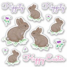 Hippity Hoppity Happy Oaster Bunnies und Blume Aufkleber