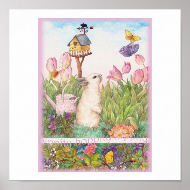 Hippity Hoppity Oaster Bunny Birdhouse Poster (Vorne)