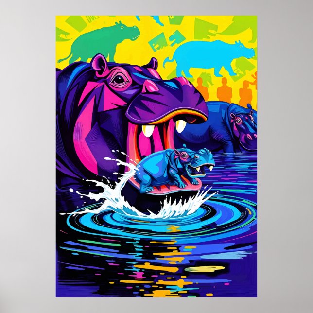 Hippo Abstrakt Art Poster (Vorne)