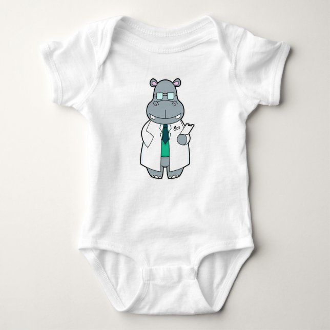 Hippo als Arzt mit Smock Baby Strampler (Vorderseite)