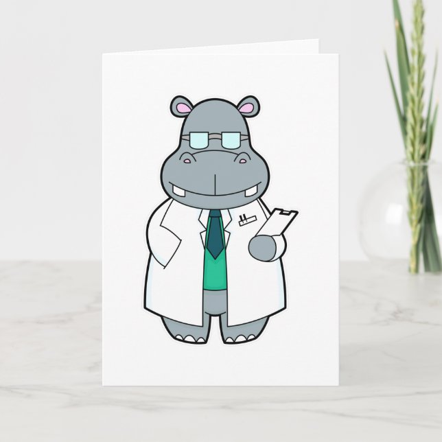 Hippo als Arzt mit Smock Karte (Vorderseite)