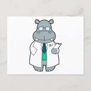 Hippo als Arzt mit Smock Postkarte