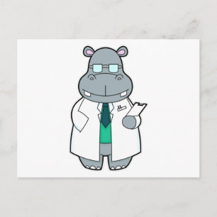 Hippo als Arzt mit Smock Postkarte