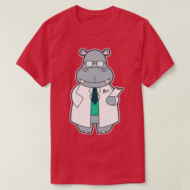 Hippo als Arzt mit Smock T-Shirt (Design vorne)