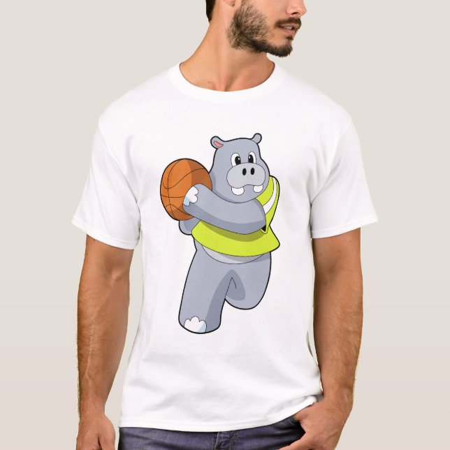 Hippo als Basketballspieler mit Basketball.PNG T-Shirt (Vorderseite)