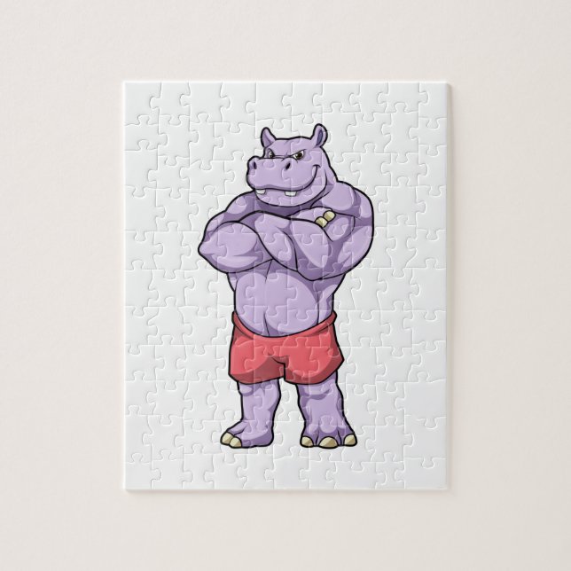 Hippo als Bodybuilder Extrem Puzzle (Vertikal)