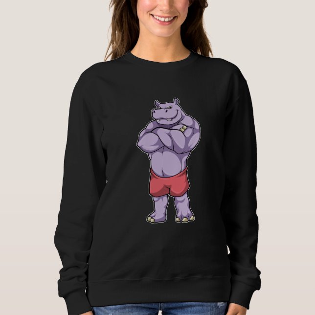 Hippo als Bodybuilder Extrem Sweatshirt (Vorderseite)