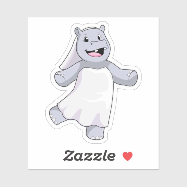 Hippo als Brücke mit Veil Aufkleber (Blatt)